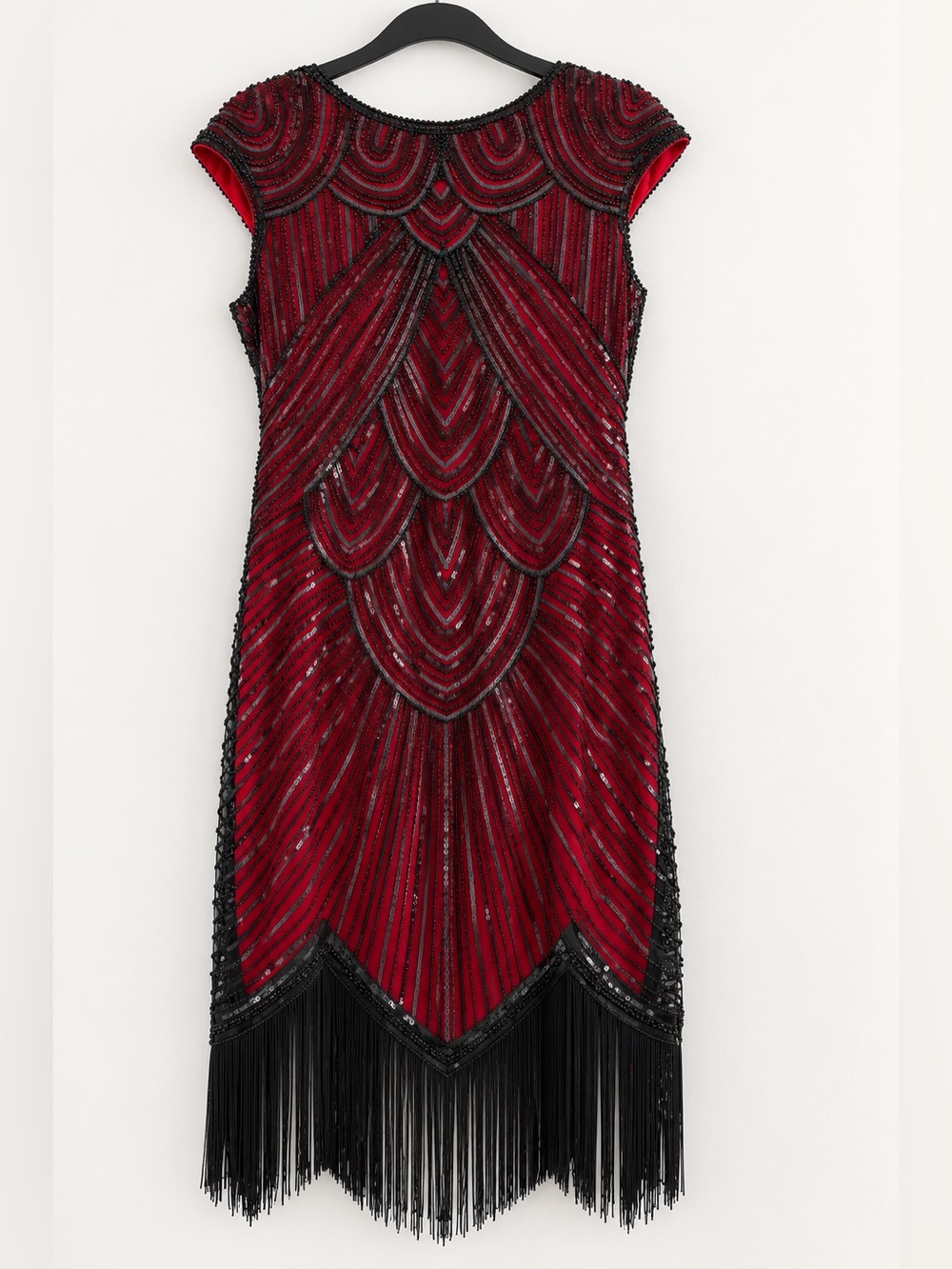 1920s Flapper Sequinned Beaded Fringed Emblished Great Gatsby art deco Dress LRG